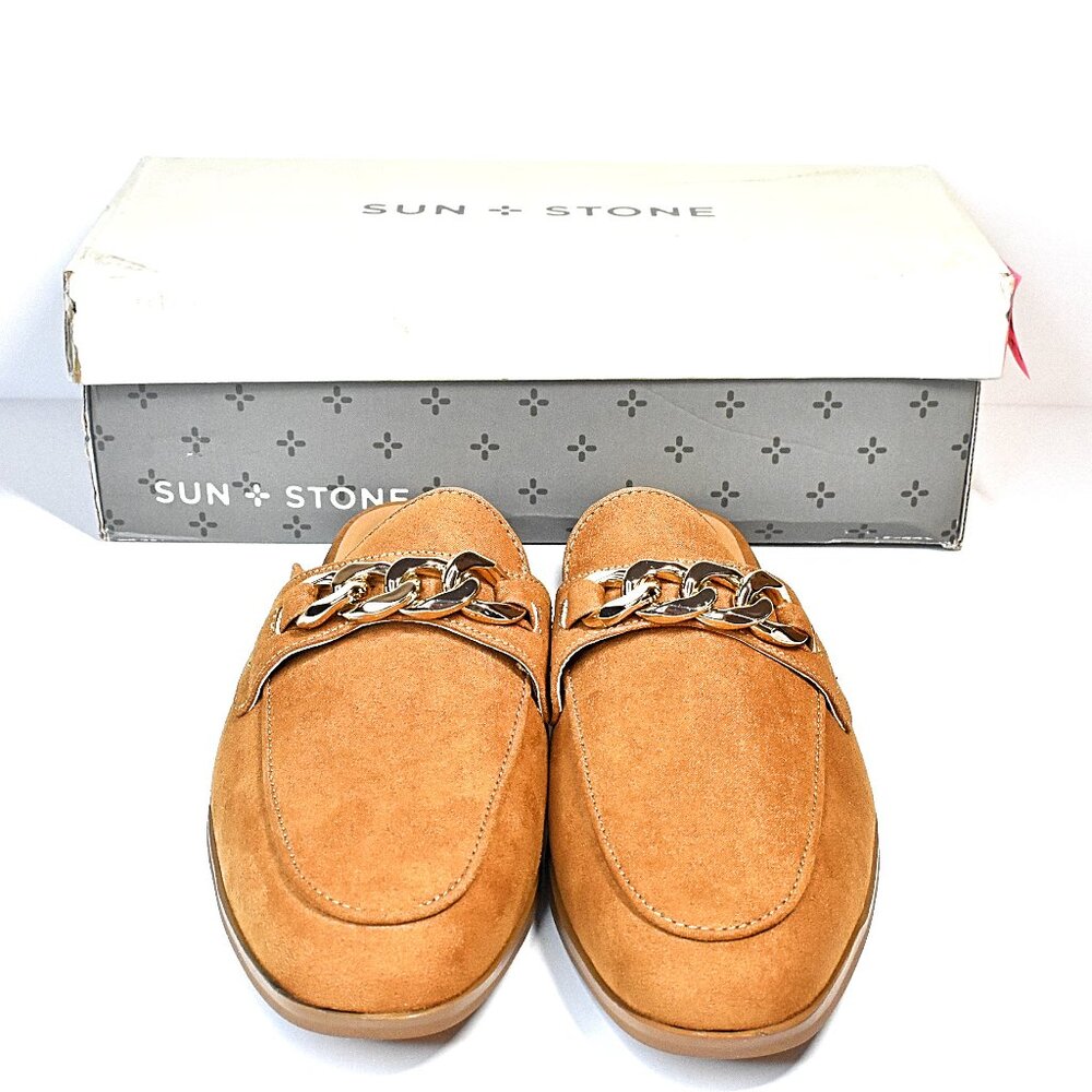 SUN STONE Womens Brown Chain Comfort Augustaa Round Toe n Mules SIZE 9 #0012